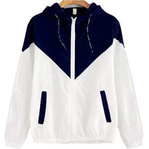 Vrouwen Hooded Hoodies Vrouwelijke Rits Zakken Casual Lange Mouwen Hoodies Herfst Lady Patchwork Sport Hoodies Femme