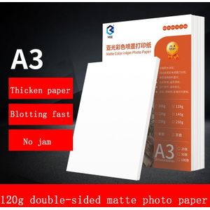 120G Dubbelzijdig Matte Kleur Inkjet Papier A3 Kleur Inkjet Printer Printen Papier Papier Sneldrogende 100 Sheets/Bag