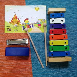 Houten 8-Key Xylofoon Voor Kids Nauwkeurig Tuned Glockenspiel Kleurrijke Sleutels Met Gegraveerde Notities