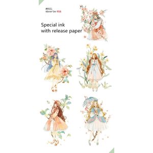 95 Mm * 3 M Mooie Meisje Bloem Fee Decoratie Washi Tape Diy Dagboek Scrapbooking Masking Tape Met Release Papier geen Ronde Label