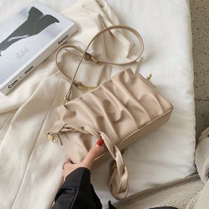 Kleine Pu Lederen Crossbody Tassen Voor Vrouwen Trend Schouder Handtassen Branded Bag Plooien Handtas Dame Onderarm Zak