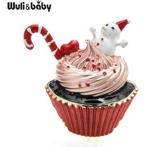 Wuli & Baby Kerst Cup Cake Broches Jaar Enamel Snowman Dessert Broche Pins
