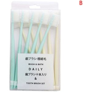 10 Stks/set Ultra Zachte Mondhygiëne Met Schede Family Pack Tandenborstel Effen Kleur Voor Volwassenen Kinderen Eco Vriendelijke