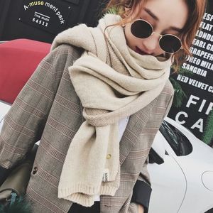Sjaals Vrouwen Mooie Solid Breien Lange Sjaal All-Match Student Koreaanse Elegante Zachte Vrouwen Sjaals Dames Trendy Dikker Warm