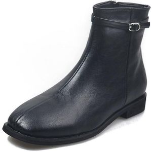 Ronde Neus Lederen Chelsea Laarzen Herfst Winter Antislip Enkel Laarzen Voor Vrouwen Plus Size Schoenen Korte Laarzen maat 35-40