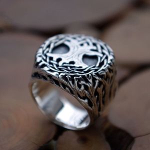 Rvs Boom Van Het Leven Signet Ring Mens Infinity Yggdrasil Amulet Ringen Sieraden