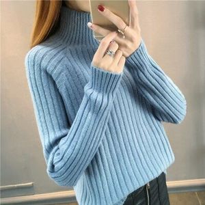 Vintage Winter Dikke Warme Elegante Stripted Coltrui Kantoor Vrouwen Lange Mouwen Trui Trui Vrouwelijke Pull Femme