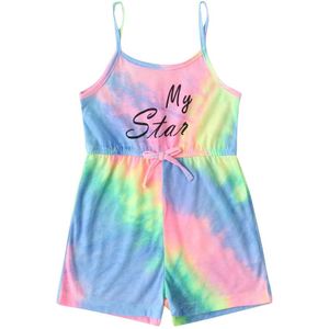 Kids Baby Meisjes Off Shoulder Brief Rainbow Uitloper Overalls Peuter Kleding Meisjes Mode Jumpsuits 18M-6Y