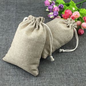 20pcs Natuurlijke Jute Zak Katoenen Draad Koord Tassen Sieraden Verpakking Display Voor Bruiloft/Feest/Verjaardag pouch