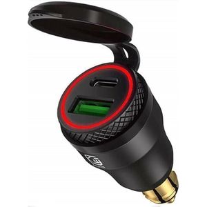 Waterdichte Pd Type C + Usb Qc 3.0 Stopcontact Quick Charger Voor Bmw Motorfiets Din Plug Adapter