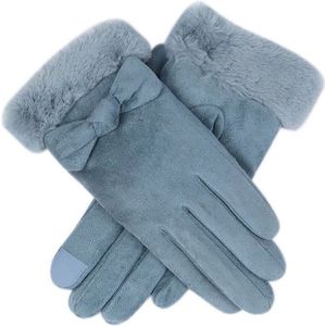 Vrouwen Handschoenen Plus Fluwelen Strik Touchscreen Outdoor Sport Warm Suède Wanten Volledige Vinger Vrouwelijke Koude Handschoenen