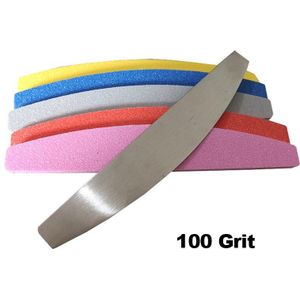 10pcs Multi Color Double Side Nail Buffer Vervanging Met Metalen Handvat 100/180 Trimmer Buffer Wasbare Schuren Bestand Spons Tool