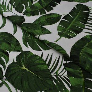 Katoen Gedrukt Stof Palm Bladeren Reactief Verven Stretch Satijn Katoen Stof Voor Dress Shirt Groen Diy Stof