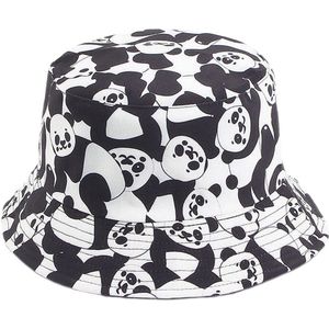 Vrouwen Zonnehoed Beschermende Ronde Cap Zebra Panda Gedrukt Zon-Proof Double-Side Wear Meisje Hoed Emmer Hoeden Unisex