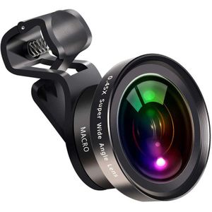 Groot Diafragma Hd Telefoon Lens, 52Uv 0.45X Groothoek & 15X Macro Lens, 2 In 1 Clip-On Mobiele Telefoon Camera Lens Voor Iphone, Samsung