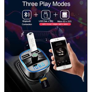 Duurzaam Praktische Draagbare Auto 5.0 Fm-zender MP3 Speler Multi-Functionele Klassieke Textuur Dual Usb Charger