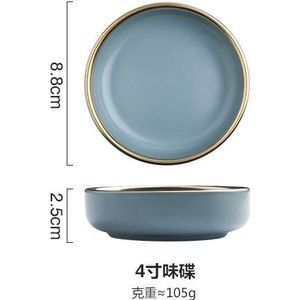 Hoogwaardige Matte Blue Solid Gold Randen Keramische Servies Rijstkom Saus Soep Schotel Noedels Lepel Diner Westerse Steak Plaat set