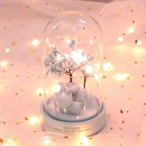 Led Herten Cartoon Nachtlampje Glas Hars Bloemen Lampen Fairy Lights Slaapkamer Decor Lights Kinderen Baby Kids Verjaardag Xmas