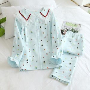 Fdfklak Roze/Blue Print Lange Mouw Verpleging Pyjama Set Moederschap Kleding Zwangerschap Katoenen Pyjama Voor Borstvoeding