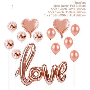 1Set Liefde Brief Folie Ballonnen Hreat Latex Helium Ballon Anniversary Wedding Valentijnsdag Verjaardag Party Decor