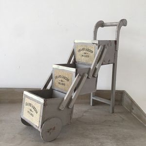 Oude Amerikaanse Land Massief Houten Mini Trolley Tuin Kruidenierswaren Succulent Bloem Ladder Venster Desktop Decoratie