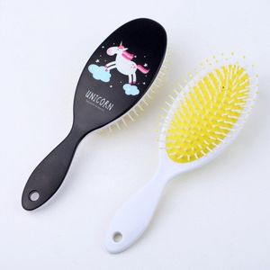 1pcs 4 Kleur Leuke Eenhoorn Animal Anti-statische Borstel Massage Kam Douche Nat Ontwarren Hair Brush Salon hair Styling Tools