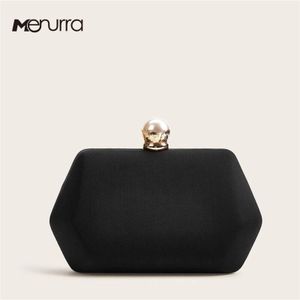 Parel Onregelmatige Evening Chain Bag Satijn Zijde Hard Case Box Clutch Bridal Purse Handtas Schoudertas Bruiloft Prom Party