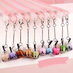 40 Stks/partij Creatieve Melk Thee Hanger Gel Pen Leuke 0.5Mm Zwarte Inkt Neutrale Pen School Schrijven Levert Relatiegeschenk