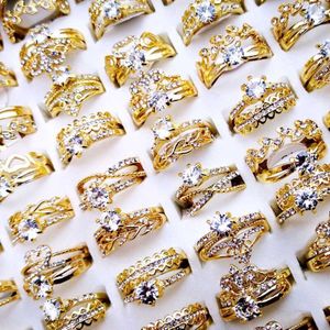 10 Pcs vrouwen Ringen Nieuw Gemengde Stijlen Goud en SilverZircon Ringen Veel Vrouwelijke Sieraden Bulks Lot LR4161