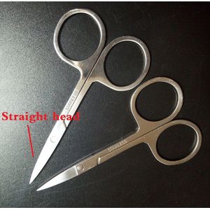 2 Stuks Spiegel Oppervlak Rechte Hoofd Professionele Cuticle Manicure Pedicure Nagels Schaar, Wenkbrauw, Neus, wimper Schaar