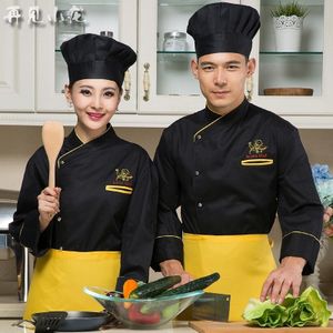 Hotel Chef Dragen Lange Mouwen Resturant Keuken Chef Uniform Brood Bakken Kantine Servers Werken Dragen Pluse Size B-5562