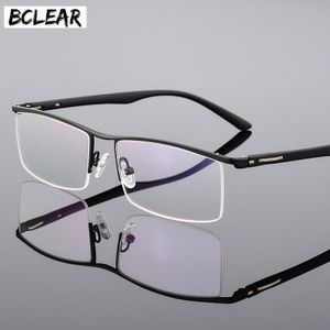 Bclear High-End Zakelijke Mannen Brillen Frame Unieke Tempel Titanium Aluminium Half Velg Spektakel eyewear