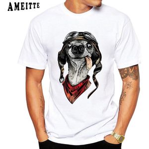 Hipster Cool Hond Aviator Print Punk T-shirt Zomer Mode Mannen T-shirt Grappige Jongen Tops Hip Hop Casual Tees Man Wit korte Mouw