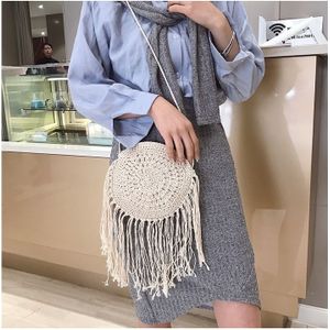 Bohemian Ronde Lange Kwastje Stro Tassen Rotan Vrouwen Crossbody Tassen Rieten Lady Schoudertas Kleine Portemonnees Zomer Strand Bali Tassen