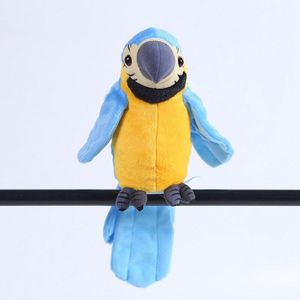 Praten Papegaai Pratende Papegaai Knuffel Elektronische Vogel Pet Talking Pluche Papegaai Voor Kinderen Vroege Onderwijs Speelgoed (Blauw)