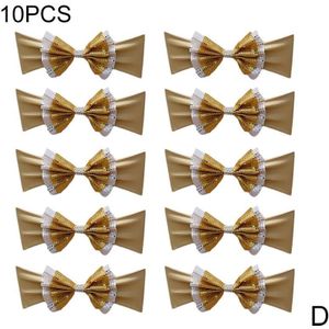 10Pcshotel Bruiloft Stoel Cover Decoratieve Bloem Strik Stoel Terug Riem Stoel Cover Stoel Achterkant Dubbele Pailletten Stoel Sashe