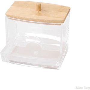 Up Wattenschijfjes Wattenstaafje Opslag Bin Cosmetica Organizer Box Met Bamboe Cover C63B