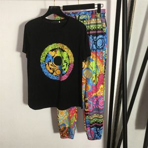 2022 Classic Dames Korte Mouwen Crewneck Tees Zomer Tops Casual Sport Joggingbroek Trainingspakken Tweedelige Set Joggingpak