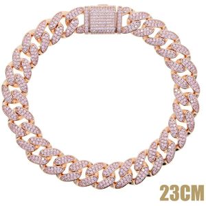 Iced Out Bling Bling Cubaanse Link 12Mm Miami Enkelband 2 Rij Volledige Zirkoon Hip Hop Been Enkelband mode Vrouwen Sieraden Party