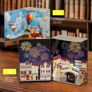 3D Mini Landschap Miniatuur Huis Water Stad Dagboek Air Ballon Handgemaakte Diy Speelgoed Voor Kinderen Meisjes Kerstcadeau Art thuis