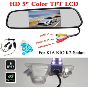 Draadloze 3 in 1 Auto Backup HD Achteruitrijcamera Voor CCD Kia Rio K2 Sedan + 5 ""digitale 800*480 HD LCD auto Spiegel Monitoren Parking