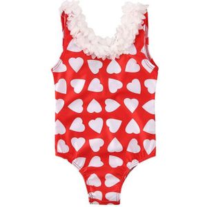 Leuke Peuter Meisje Baby Kids Hart Gedrukt Bikini Zomer Mouwloos Backless 3D Flowee Badmode Kinderen Een Stuk Badpak 0-5Y