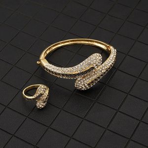 Classic Golden Rhinestone Snake Head Armband Snake Head Ring Sieraden