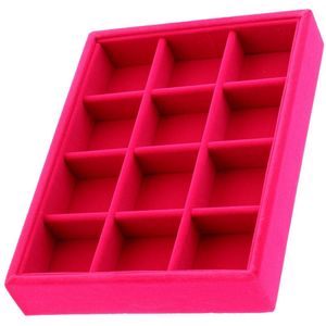 Draagbare Fluwelen Mode-sieraden Ring Oorbel Insert Display Organizer Box Houten Platte Stapelbaar Lade Lade Display Show Case