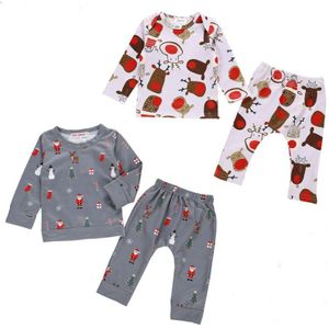 Pasgeboren Baby Jongens Meisjes Kerst Nachtkleding Kindje Katoenen Nachtkleding Pyjama Set Xmas Baby Kleding Set