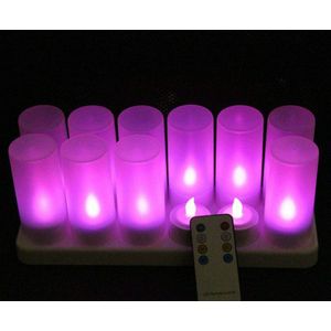 Set van 12 Remote controlled Oplaadbare Vlamloze Theelichtje kaars lamp 4 H/8 H timer controller Frosted houder f /Xmas Party Decor