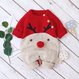 0-2Y Baby Jongen Meisje Kerst Rompertjes Rendier Gebreide Infantil Jumpsuits Xmas Jaar Kostuum Winter Warm Wol Baby Kleding
