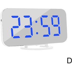 1Pc Digitale Led Wekker Spiegel Klok Snooze Display Tijd Night Led Tafel Bureau 2 Usb Charge Port Voor iphone Androd Telefoon Tool