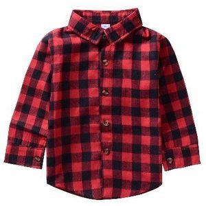 Mode Baby Jongens Meisjes Lange Mouwen Brief Shirt Rood Zwart Plaid Blouses Tops Herfst 2-7Y Kinderen Shirt