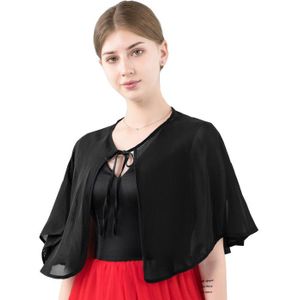 Marine Blauw Zwart Rood Grijs Blush Bourgondië Chiffon Cape Shawl Bruiloft Jas Vrouwen Bolero Bolero Wraps Mariage Avond Prom Wrap